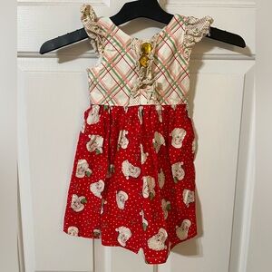 Handmade Toddler Girl 2/3 Santa Clause Dress Red Ruffles Christmas Vintage Vibes